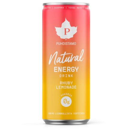 PUHDISTAMO Természetes Energiaital - Rhuby limonádé (rebarbara ízű) 330 ml
