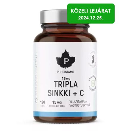 PUHDISTAMO Tripla cink + C-vitamin 15 mg - 120 kapsz.