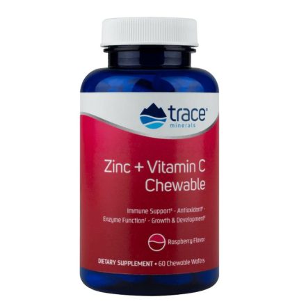 Trace Minerals Cink + C-vitamin rágótabletta málna ízben (60 db)